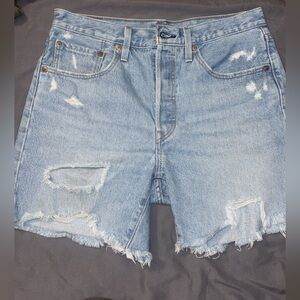 Levi's Light Blue Distressed Jean Shorts